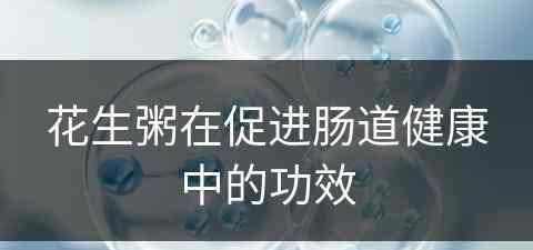 花生粥在促进肠道健康中的功效